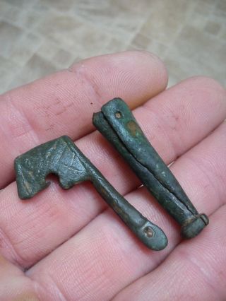 Medieval Bronze Dagger Chape X2 Found Metal Detecting photo