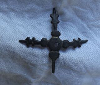 Medieval Large Cross - Shaped Bronze Horse Harness Pendant Hanger photo