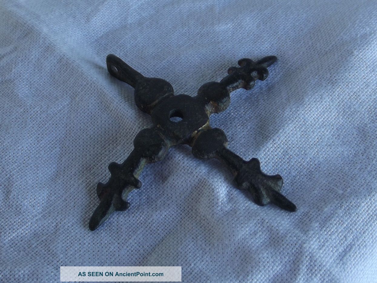 Medieval Large Cross Shaped Bronze Horse Harness Pendant Hanger