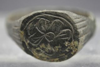Lovely Tudor Period Bronze Finger Ring With Floral Design 16th Century British photo