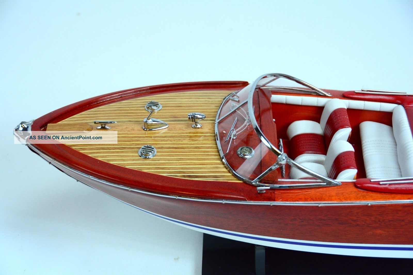 Riva Aquarama Speed Boat Red Seats 26 " - Handmade Wooden Boat Model