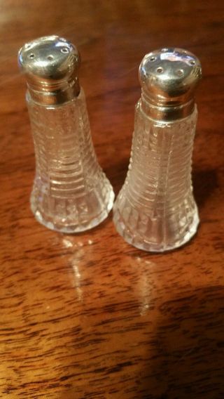 Sterling Silver And Glass Salt And Pepper Shakers photo