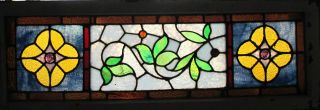 Antique American Stained Glass Transom Window 49 X 17 Architectural Salvage photo