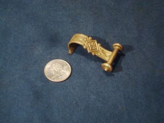 Great Antique Ornate Picture Rail Hook 1900 Solid Cast Brass photo