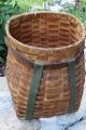 Antique Adirondack Woven Ash Pack Basket - Native American Style Oiled Sinew Rim Primitives photo 11