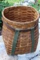Antique Adirondack Woven Ash Pack Basket - Native American Style Oiled Sinew Rim Primitives photo 2