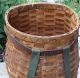 Antique Adirondack Woven Ash Pack Basket - Native American Style Oiled Sinew Rim Primitives photo 3