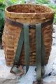 Antique Adirondack Woven Ash Pack Basket - Native American Style Oiled Sinew Rim Primitives photo 5
