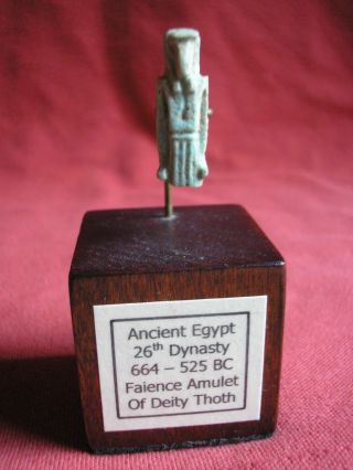 Ancient Egyptian Faience Thoth Amulet,  Ca.  664 - 525 Bc photo