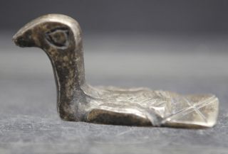 Lovely Ancient Silver Celtic Bird Figurine photo