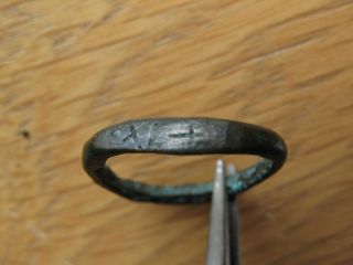 Old Antique Bronze Metal Roman Military Ring Metal Marked X1,  Detecting Find photo