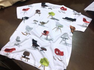 Midcentury Herman Miller Eames Fiberglass Chair Shells Eifell Base Lounge Tshirt photo