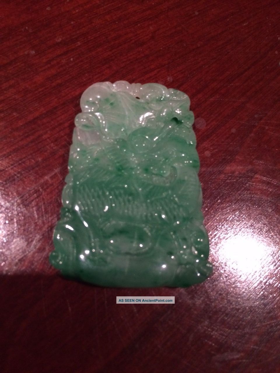 Lucky Feng Shui Chinese Jade Pendant With Unique Ancient Firebreather Ensignia Necklaces & Pendants photo