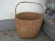 Old Primitive Small Basket With A Hand Carved Wood Handle Fantastic Old Patina Primitives photo 2