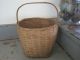 Old Primitive Small Basket With A Hand Carved Wood Handle Fantastic Old Patina Primitives photo 5