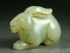 Old Chinese Nephrite Celadon Jade Carved Statue/toggle/pendant Rabbit 18/19thc Rabbits photo 1