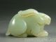 Old Chinese Nephrite Celadon Jade Carved Statue/toggle/pendant Rabbit 18/19thc Rabbits photo 2