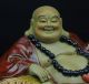 China Pottery Wucai Porcelain Home Money Bat Fu Sit Happy Maitreya Buddha Statue Other Antique Chinese Statues photo 3