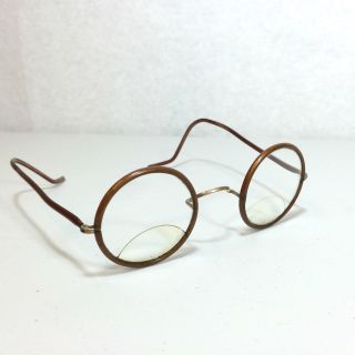 Round Antique Bifocal Spectacles Glasses Copper Color Metal Wire Frame Eyewear photo