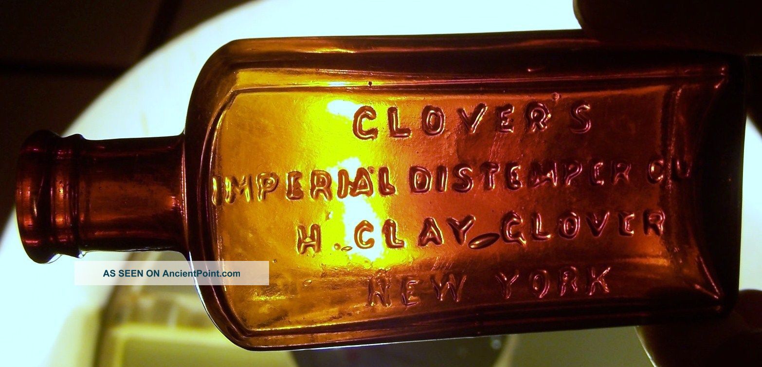 Amber Glover ' S Imperial Distemper Cure Bottle - H.  Clay Glover York - Look Bottles & Jars photo
