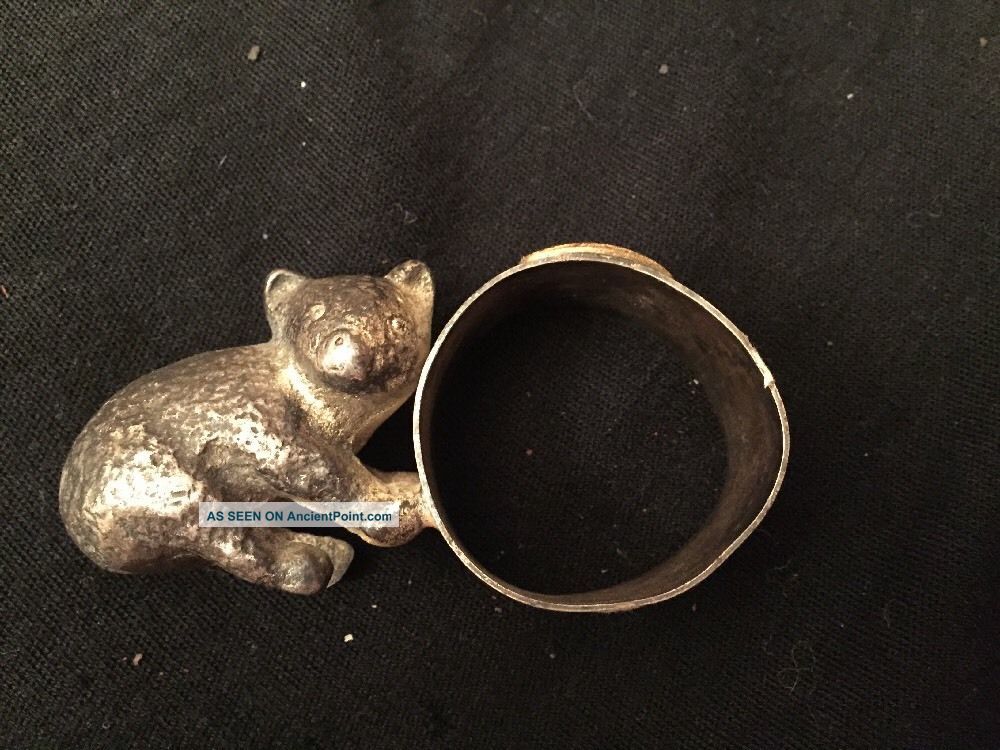 Rare Antique Victorian Baby Bear Silver/silverplate Figural Napkin Ring/holder Napkin Rings & Clips photo