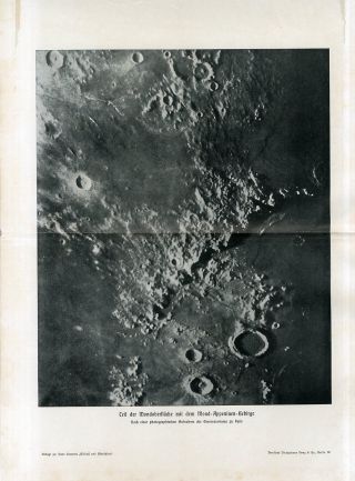 C1900 Moon Landscape Craters Montes Apenninus Antique Litho Print H.  Kraemer photo