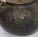 B131 Japanese Iron Teakettle Tetsubin With Great Relief Work And Silver Knob Teapots photo 1