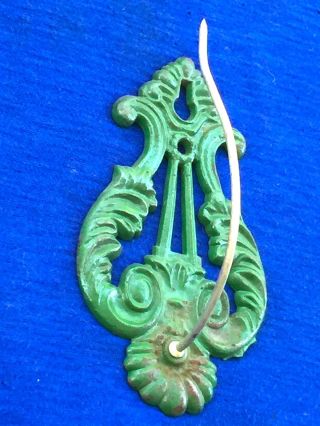 Antique Cast Iron Ornate Wall Receipt Hook Art & Craft Kitchen Decoration Green photo