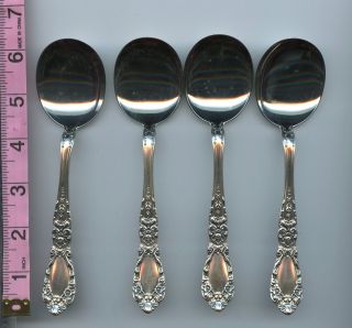 4 Prince Eugene Cream Soup Spoons Sterling Silver By Alvin 6 - 1/4 Inch Spoon photo