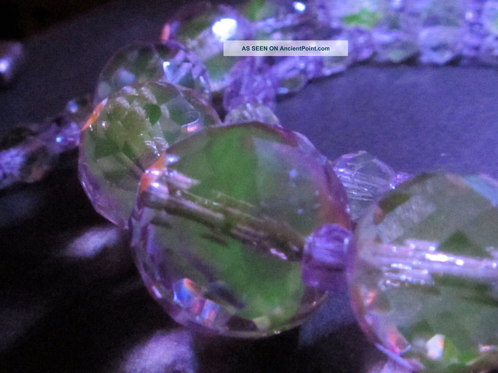 Vtg Antique Vaseline Uranium Givre Glass Crystal Necklace Black Light Art Deco Art Deco photo