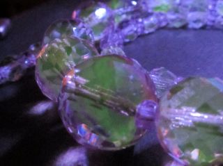 Vtg Antique Vaseline Uranium Givre Glass Crystal Necklace Black Light Art Deco photo