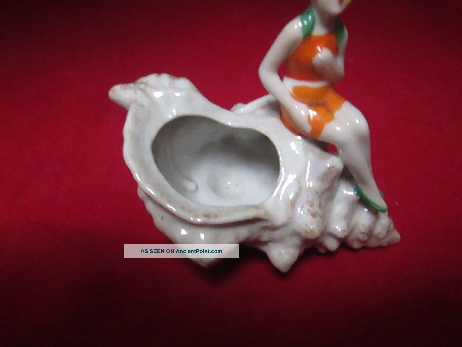 Art Deco Bathing Beauty Perches On A Lustre Conch Shell Planter Art Deco photo