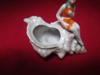 Art Deco Bathing Beauty Perches On A Lustre Conch Shell Planter photo