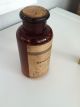 Antique Strontium Bromide Squibb Medicine Bottle,  Cork,  Label,  Contents,  Amber Bottles & Jars photo 3