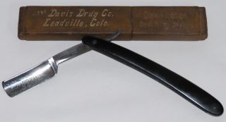 Antique Griffonxx Carbo Magnetic Straight Razor & Leadville,  Co Box - Nr photo