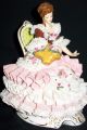 Large Antique German Porcelain Seated Dresden Lace Victorian Lady Figurine Figurines photo 9