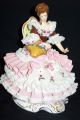 Large Antique German Porcelain Seated Dresden Lace Victorian Lady Figurine Figurines photo 10