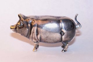 Antique Sterling Silver Figural Pig Sewing Tape Measure photo