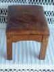 Antique Tall Old Oak (i Think) Foot Stool With Leather Upholstery 1900-1950 photo 3