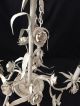 Vintage Italian Shabby Floral Tole Metal Chandelier Hanging 5 Lite Fixture Chandeliers, Fixtures, Sconces photo 3