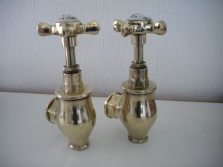Pr - Reclaimed Vintage Solid Brass Globe Bath Taps photo