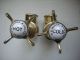 Pr - Reclaimed Vintage Solid Brass Globe Bath Taps Other Antique Hardware photo 3