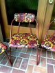 2 Vtg Mid Century Modern Retro Floral Metal Vinyl Hamilton Cosco Folding Chairs Post-1950 photo 4