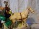 Dresden 11in Porcelain Ceramic Cinderella Coach 2 Horses On Metal Base Dolphin Figurines photo 2