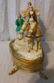 Dresden 11in Porcelain Ceramic Cinderella Coach 2 Horses On Metal Base Dolphin Figurines photo 3