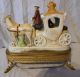 Dresden 11in Porcelain Ceramic Cinderella Coach 2 Horses On Metal Base Dolphin Figurines photo 5