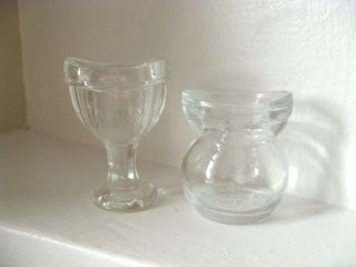2 Vintage Clear Glass Optical Eye Wash Cups Glasco photo