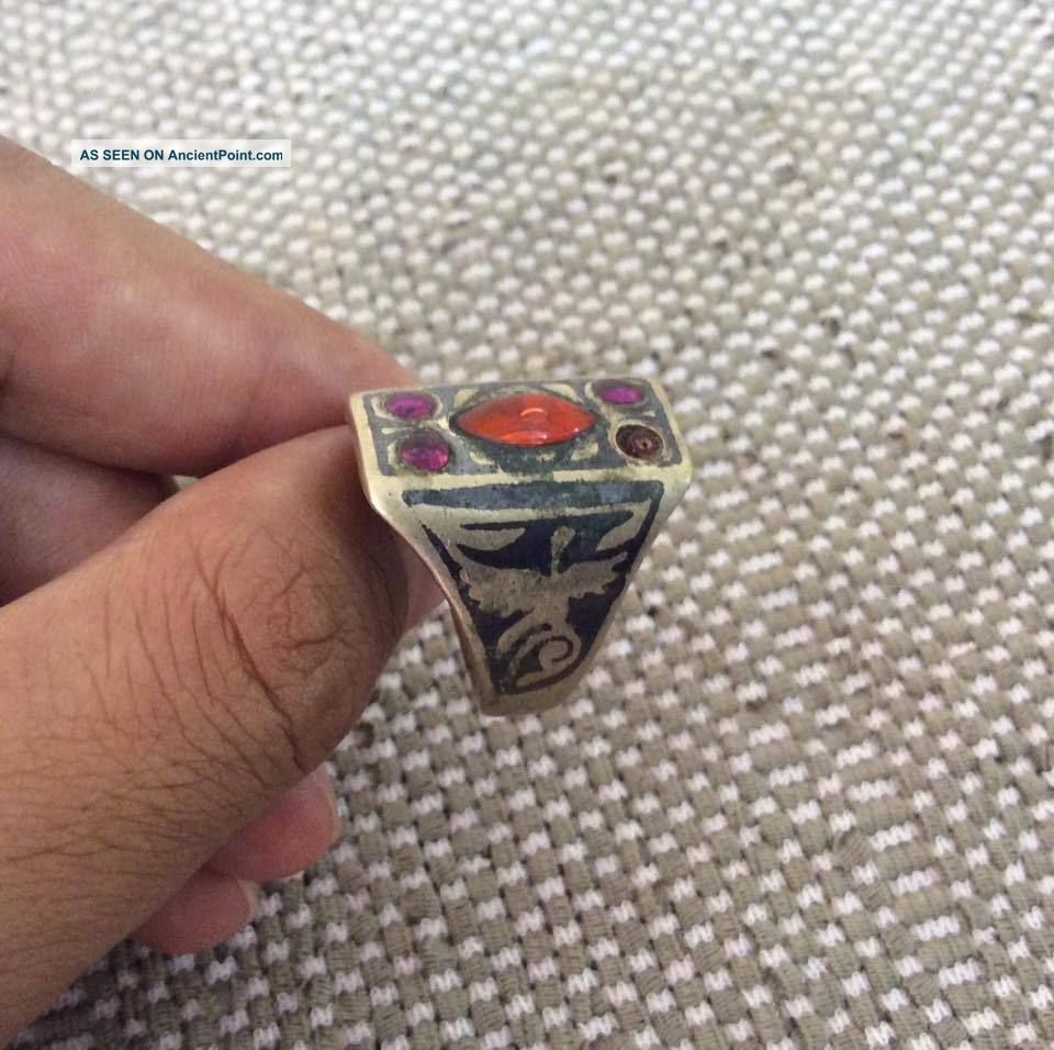 Men ' S Islamic Ring Nomadic Kuchi Tribal Vintage Afghan Central Asia Brass Sz10 Islamic photo