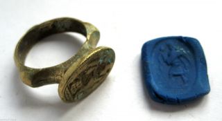 Circa.  1750 A.  D Islamic Origin Near Eastern Ae Bronze Decorative Seal Ring.  Vf photo