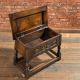 Antique Joint Stool,  Padded Leather Locker Seat,  Carved Victorian,  English Oak 1800-1899 photo 1